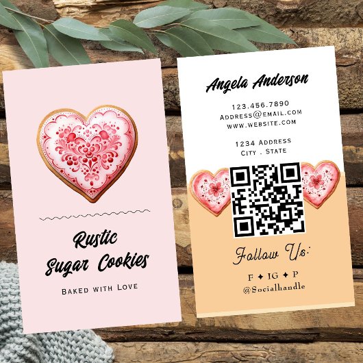 Herz-Keks-Trendiger QR-Code und Website Visitenkarte