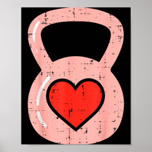 Herz-Kettlebell-Gym-Fitness Valentinstag Männer Fr Poster