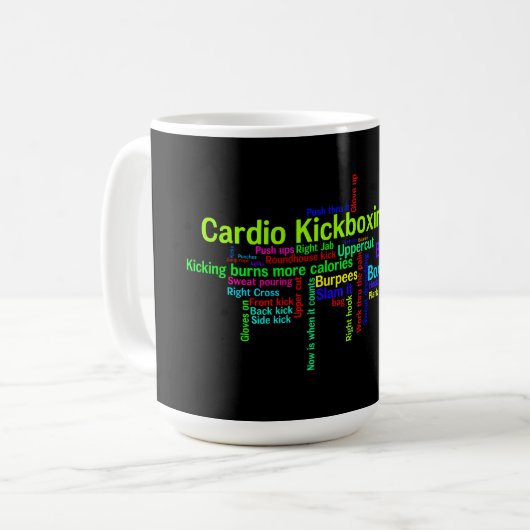 Herz Kickboxing Wort-Wolke Kaffeetasse (Vorderseite Links)