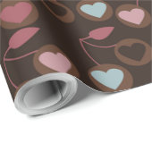 Herz Kirschen braun Geschenkpapier (Rolleneckpunkt)