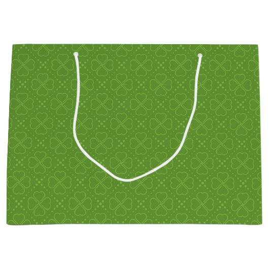 Herz-Klee-Muster Große Geschenktüte (Vorderseite)