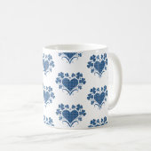 Herz-Kleeblatt-Karo Blau Klassischer Klee Kaffeetasse (VorderseiteRechts)