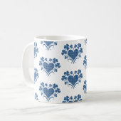 Herz-Kleeblatt-Karo Blau Klassischer Klee Kaffeetasse (Vorderseite Links)