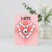 Herz Knochen Liebe Skull PostCard Postkarte (Stehend Vorderseite)