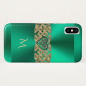 Herz-Knoten-Monogramm Iren-Kelly grünes keltisches Case-Mate iPhone Hülle (Rückseite (Horizontal))