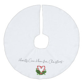 Herz kommt Zuhause für Weihnachts Candy Cane Urlau Leinenimitat Weihnachtsbaumdecke