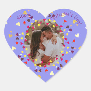 Herz-Konfetti mit Foto Frohen Valentinstag Herz-Aufkleber