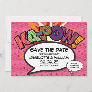 Herz Konfetti Moderne Comic Hochzeit Termin vormer Save The Date