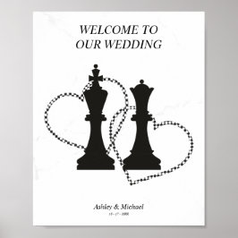 Herz & König & Königin Schach für Hochzeiten Poster