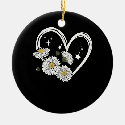 Herz-Kontur mit Daisy-Blume Oopsie Daisy Girl Keramik Ornament (Vorne)