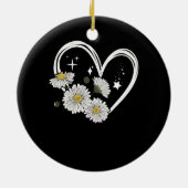 Herz-Kontur mit Daisy-Blume Oopsie Daisy Girl Keramik Ornament (Hinten)