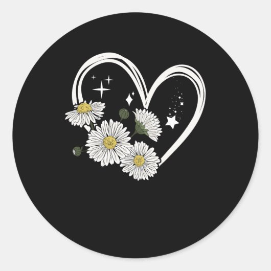 Herz-Kontur mit Daisy-Blume Oopsie Daisy Girl Runder Aufkleber (Vorderseite)