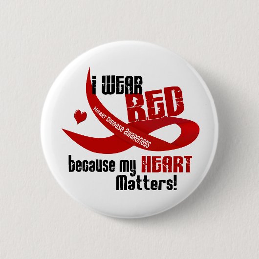 Herz-Krankheit trage ich Rot für MICH 33 Button (Vorderseite)