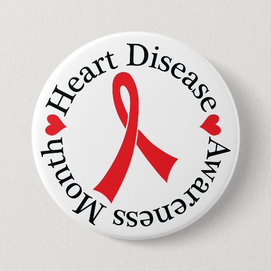 Herz-Krankheits-Bewusstseins-Band-Knopf Button (Vorderseite)