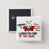 Herz-Krankheits-Bewusstseins-Monats-Biene 1,1 Button (Vorne & Hinten)