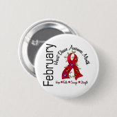 Herz-Krankheits-Bewusstseins-Monats-Blumen-Band 1 Button (Vorne & Hinten)