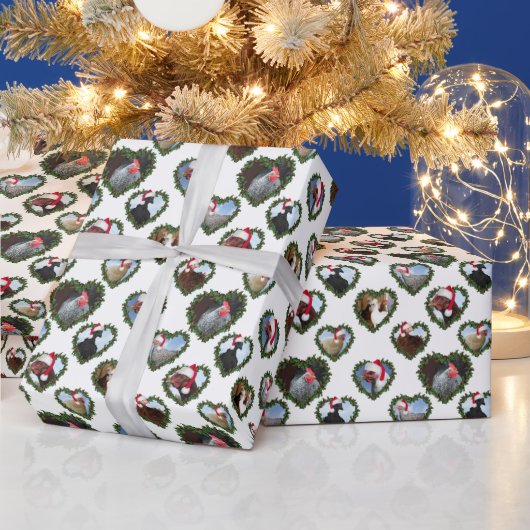 Herz Kranz Hühner Weihnachten Geschenkpapier (Feiertage)