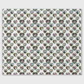 Herz Kranz Hühner Weihnachten Geschenkpapier (Flach)