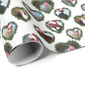 Herz Kranz Hühner Weihnachten Geschenkpapier (Rolleneckpunkt)