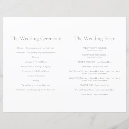 Herz Krawatte der Knoten große Hochzeitsprogramme (Rückseite)