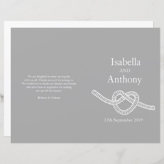 Herz Krawatte der Knoten große Hochzeitsprogramme (Vorne/Hinten)