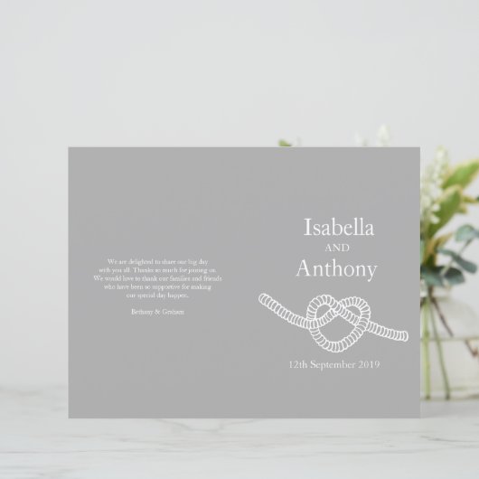 Herz Krawatte der Knoten große Hochzeitsprogramme (Stehend Vorderseite)