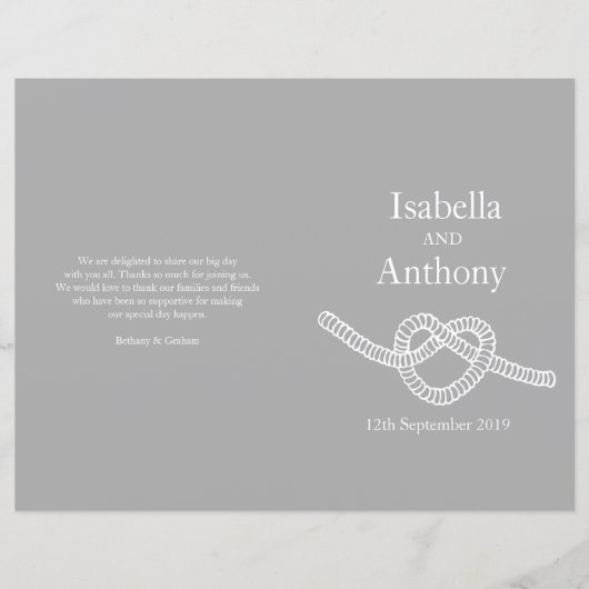 Herz Krawatte der Knoten große Hochzeitsprogramme (Vorderseite)