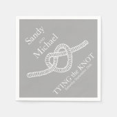 Herz Krawatte der Knoten Hochzeit graues Party Pap Serviette (Vorderseite)