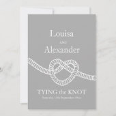 Herz Krawatte die knot Hochzeit grau weiß Einladun Einladung (Vorderseite)