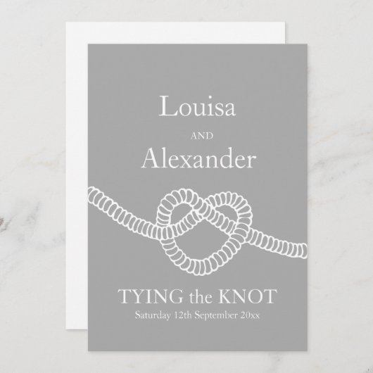 Herz Krawatte die knot Hochzeit grau weiß Einladun Einladung (Vorne/Hinten)