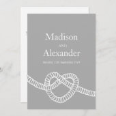 Herz Krawatte die knot Hochzeit grau weiß Einladun Einladung (Vorne/Hinten)