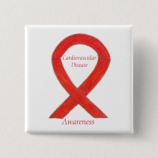 Herz-Kreislauf-Erkrankungen Custom Awareness Ribbo Button (Vorderseite)
