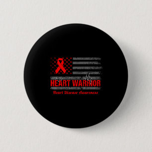 Herz Krieger Amerikanische Flagge Herzkrankheit Be Button