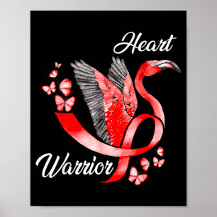 Herz-Krieger-Flamingo-Rotes-Herz-Krankheitsbewusst Poster
