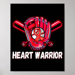 Herz-Krieger-Herzkrankheit-Bewusstsein Baseball-We Poster