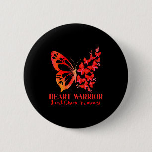Herz Krieger Rotes Band Schmetterling Herzkrankhei Button