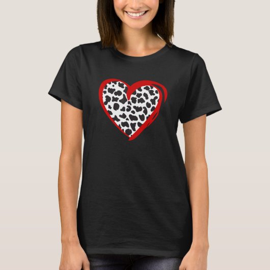 Herz Kuh Druck T-Shirt (Vorderseite)