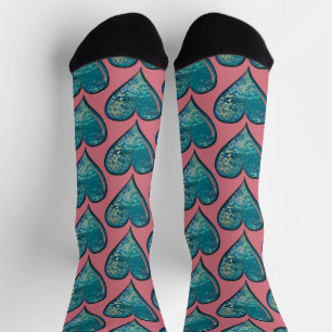 Herz-Kunst blaues und rosa Herz Socken