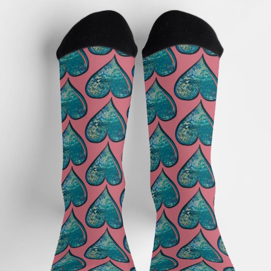 Herz-Kunst blaues und rosa Herz Socken (Oben)