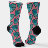 Herz-Kunst blaues und rosa Herz Socken (Gewinkelt)