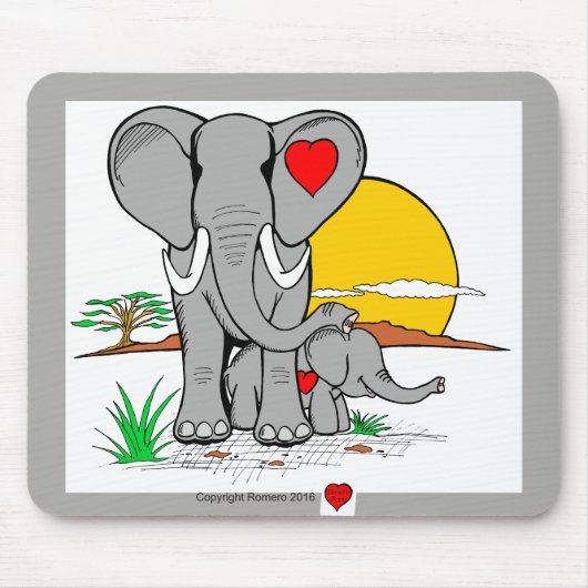 Herz-Kunst-Elefanten Mousepad (Vorne)