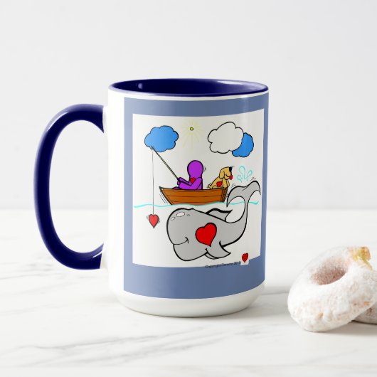 Herz-Kunst-glückliche Wal-Tasse Tasse (Mit Donut)