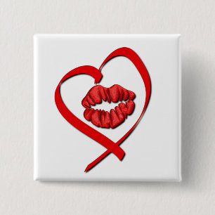 Herz-Kuss-Quadrat-Knopf Button