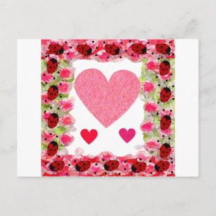 Herz Ladybugs Postkarte