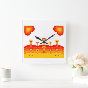 Herz-Landschafts-Wanduhr Quadratische Wanduhr