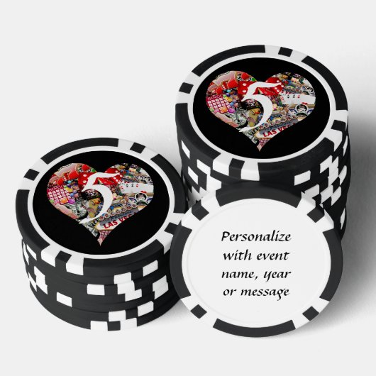 Herz - Las Vegas Spielkartenform Pokerchips (Stapel)