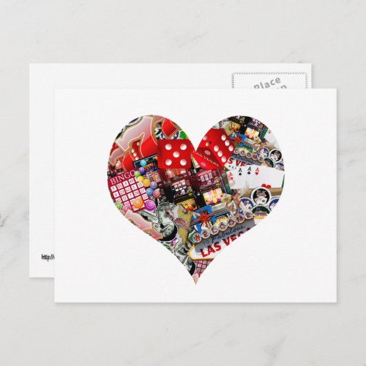 Herz - Las Vegas Spielkartenform Postkarte (Vorne/Hinten)