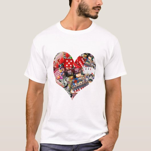 Herz - Las Vegas Spielkartenform T-Shirt (Vorderseite)