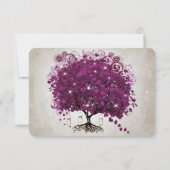 Herz Leaf Dark Sangria Tree Wedding RSVP Karte (Rückseite)