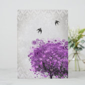 Herz Leaf Lila Bäume Hochzeit Einladung (Stehend Vorderseite)